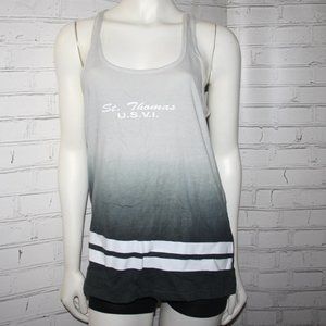 🌫️🌴🌊 St. Thomas Ombre Tank · Gray Gradient · Racerback · Size XL